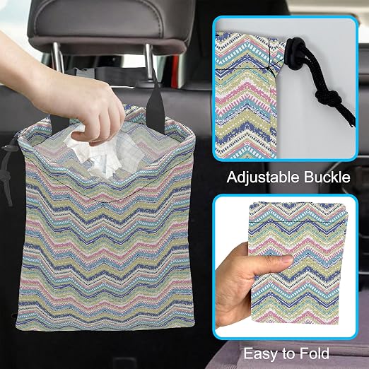 Car Garbage Bag Hanging Car Trash Can for Back Seat with Drawstring