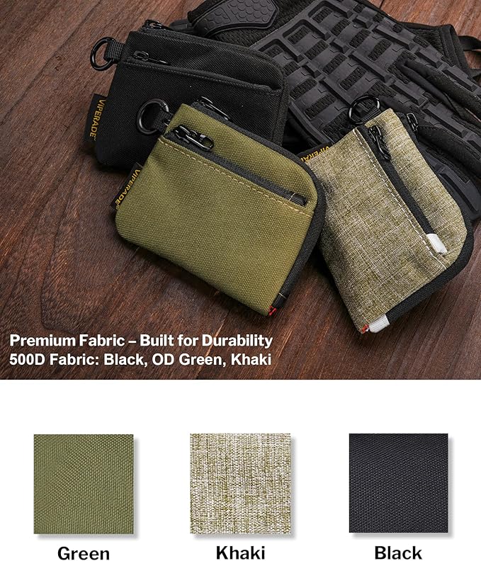 VIPERADE VE37 Mini EDC Pouch – Coin Purse for Men, Slim Zipper Wallet, EDC Gear Organizer, MOLLE Webbing Designed for VAB2 Clip-On Belt/Backpack Attachment, Everyday Carry Tactical Bag