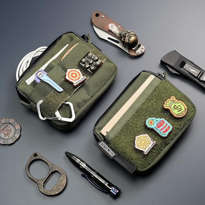 TACTICAL GEEK Storage A3 EDC Pouch Organizer, Nylon Multi-Functional Utility Small Tool Pocket, Multi-Purpose Molle EDC Gadget Storage Pouch, Nylon Compact Organizer for Daily Carry Green