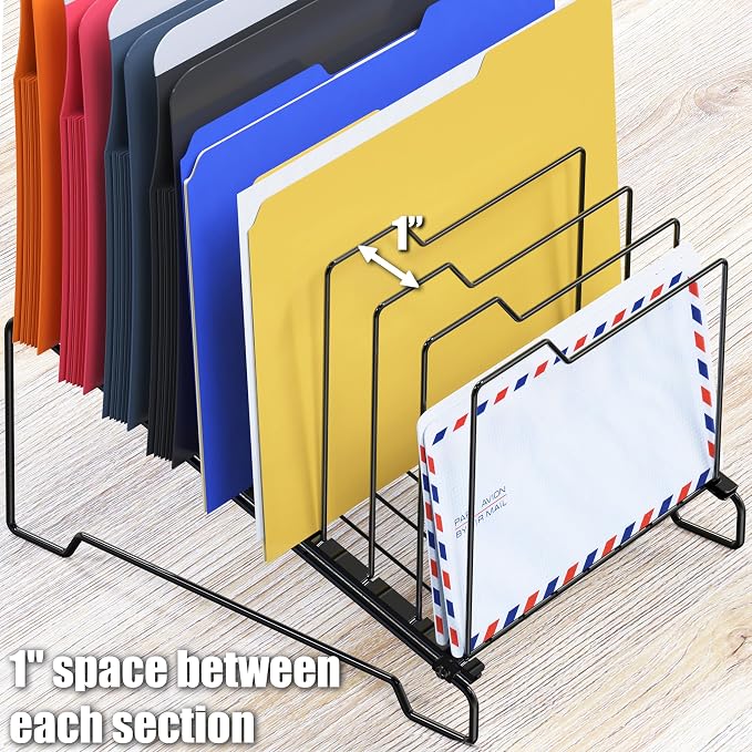 Simple Houseware 9-Section Wire Step Desk File Organizer Sorter for Documents, Folders, and Mail, Black