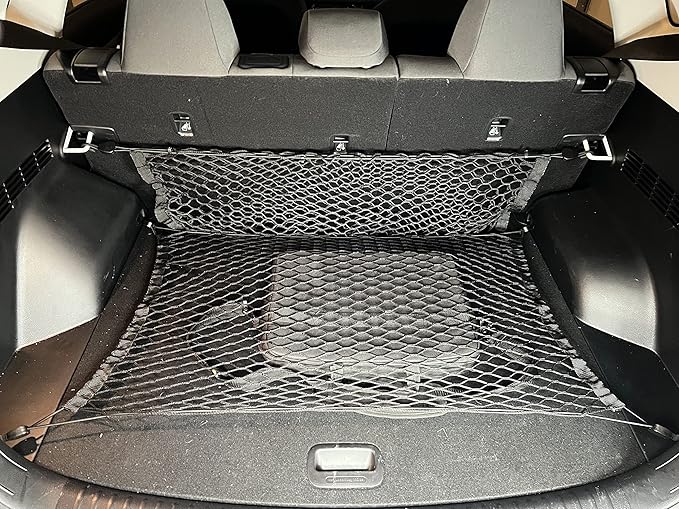 Rear Envelope + Floor Style Elastic Trunk Mesh Cargo Net for Kia Seltos S LX EX SX 2021-2025 - Premium Trunk Organizer and Storage - Luggage Net for Crossover - Best Car Organizer for Kia Seltos