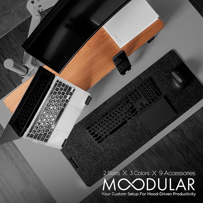 ULTRARM Moodular Wooden Monitor Stand 33.4??(85cm) Desk Organizer with Metal Slide Rails for Drawer, Tray, Laptop, Tablet, Phone & Headphones Customizable Riser for Organized Workspace Oak MS85-O