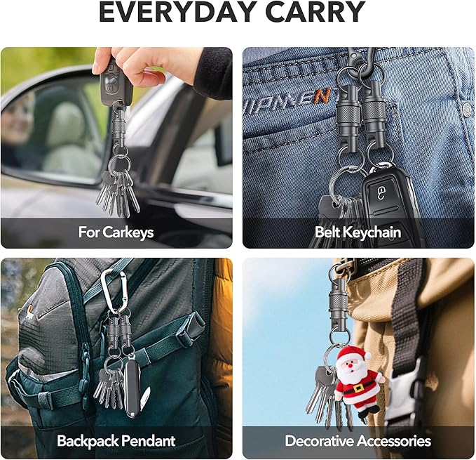 Quick Release Keychain with Detachable Key Rings-Heavy Duty Retractable Key Chain Clip for Men&Wome