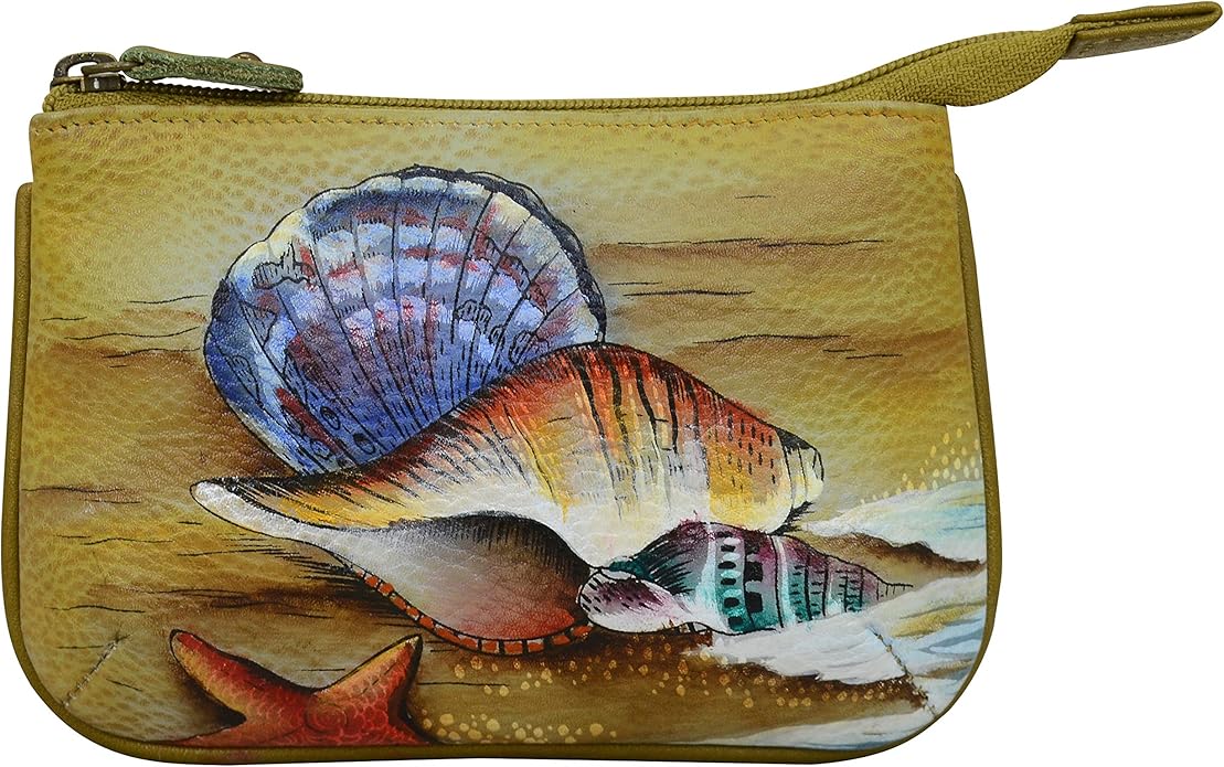 Anuschka Women’s Hand-Painted Genuine Leather Medium Zip Pouch - Coin and Key Pouch - Zippered, 2 Key Fobs