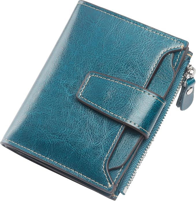 Lavemi Small Compact Women Wallet RFID Blocking Genuine Leather Bifold Purse with ID Windows