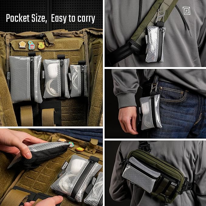 TACTICAL_GEEK Storage A5 EDC Storage Pouch Set, Multi-Purpose Molle EDC Gadget Pouch, Multi-Functional Utility Small Tool Pocket,Luggage Organiser Divider Small Pouch Organizer for Daily Carry (White)