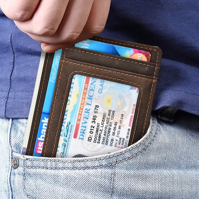 kinzd Slim Wallet RFID Front Pocket Wallet Minimalist Secure Thin Credit Card Holder