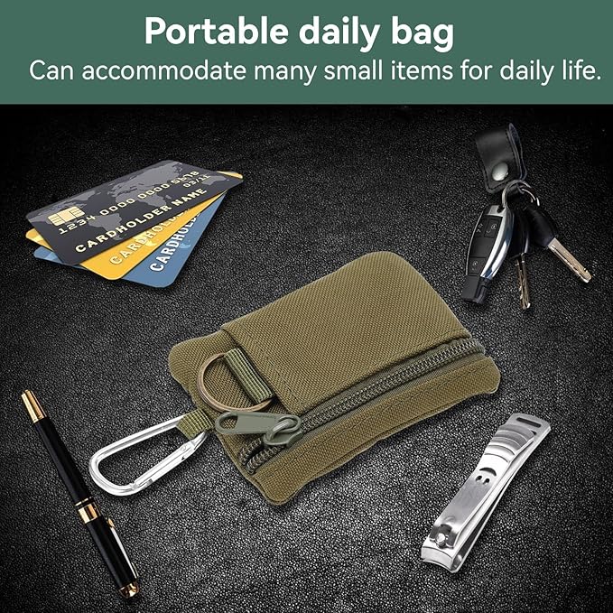 HERCHR Mini Size EDC Utility Pouch Bags First Aid Pouch Organizer Storage Pouch Waist Pack with Carabiner
