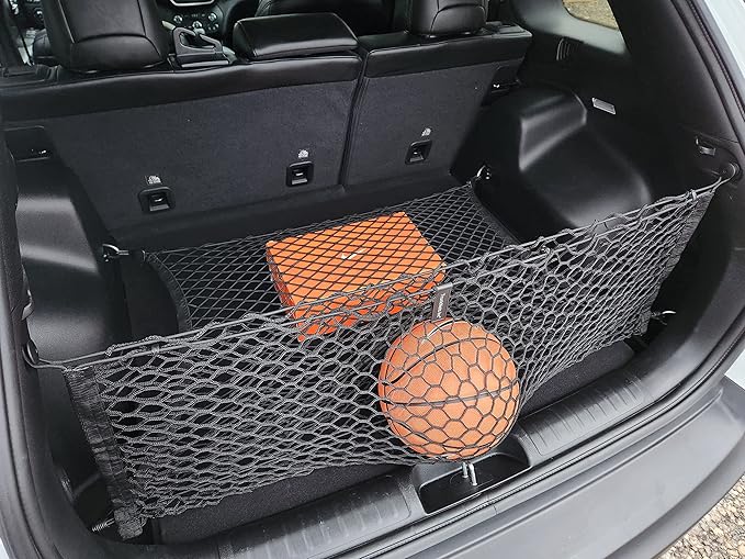 Floor+ Envelope Style Elastic Trunk Mesh Cargo Net for Jeep Cherokee Latitude Trailhawk 2019-2024 - Premium Trunk Organizers and Storage - Luggage Net for SUV - Car Organizer for Jeep Cherokee