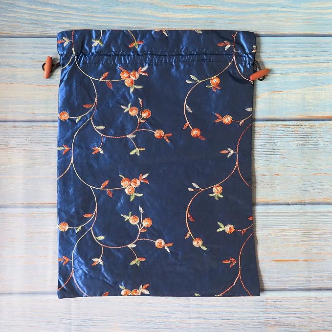 Ouyatoyu 4pcs Embroidered Silk Flower Design Jacquard Travel Bag, Laundry Bags Shoe Bags, Lingerie Bags Underwear Bags for Travel Storage for Men Women Washable Cloth Shoe Bags