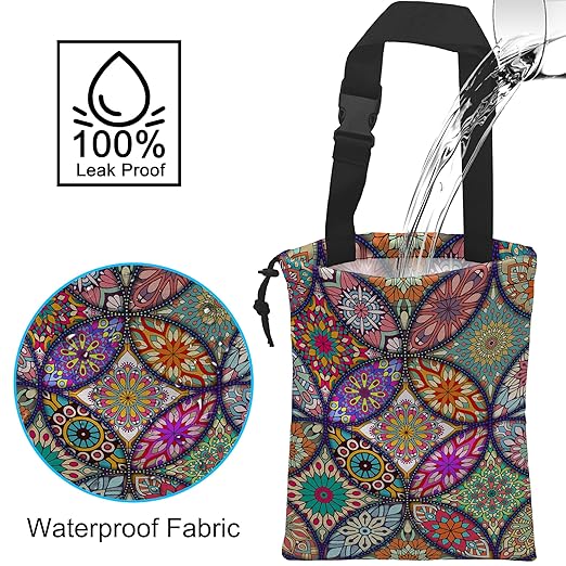 Car Trash Bag Hanging Mandala Flower Car Trash Can Waterproof Garbage Bag Hanging for Car Back Seat