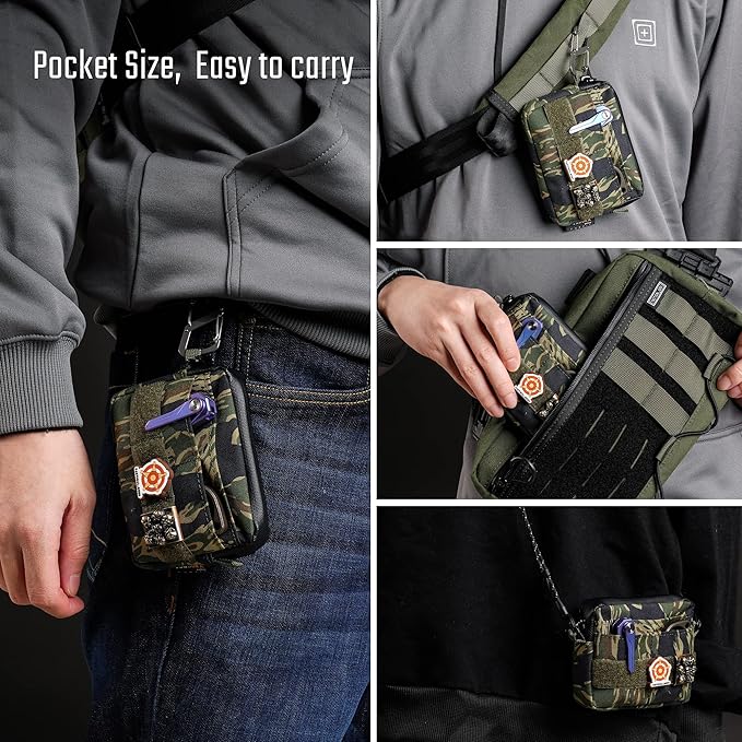 TACTICAL GEEK Storage A3 EDC Pouch Organizer, Nylon Multi-Functional Utility Small Tool Pocket, Multi-Purpose Molle EDC Gadget Storage Pouch, Nylon Compact Organizer for Daily Carry Camo
