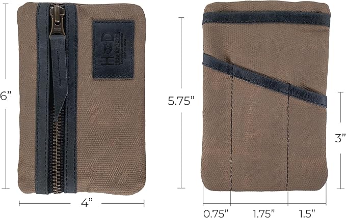 Hide & Drink, Multi-Tool Pocket Pouch, Compact Multipurpose EDC Zippered Bag, Mini Camping Tool Case, Waxed Canvas, Knife Holster, Handmade Slim Organizer