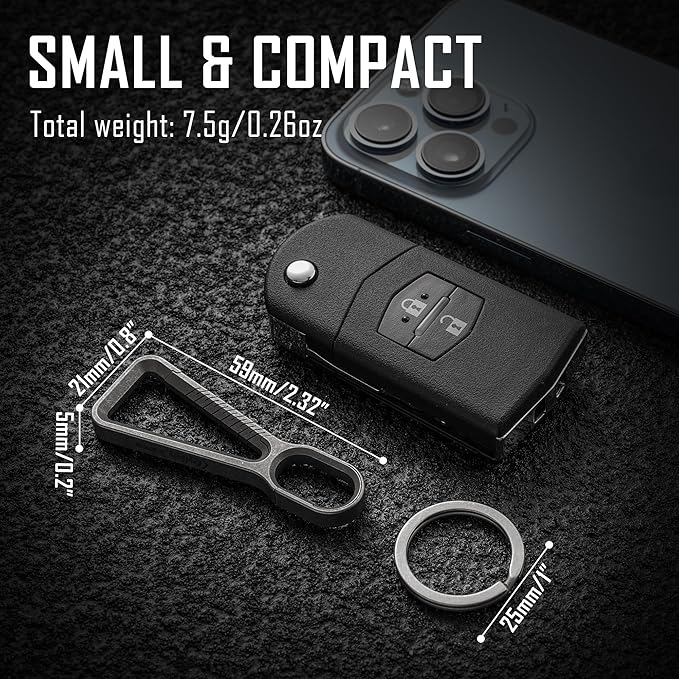 KeyUnity KM01 Titanium EDC Keychain Clip with Bottle Opener, Quick Release Carabiner Key Ring Holder for Men