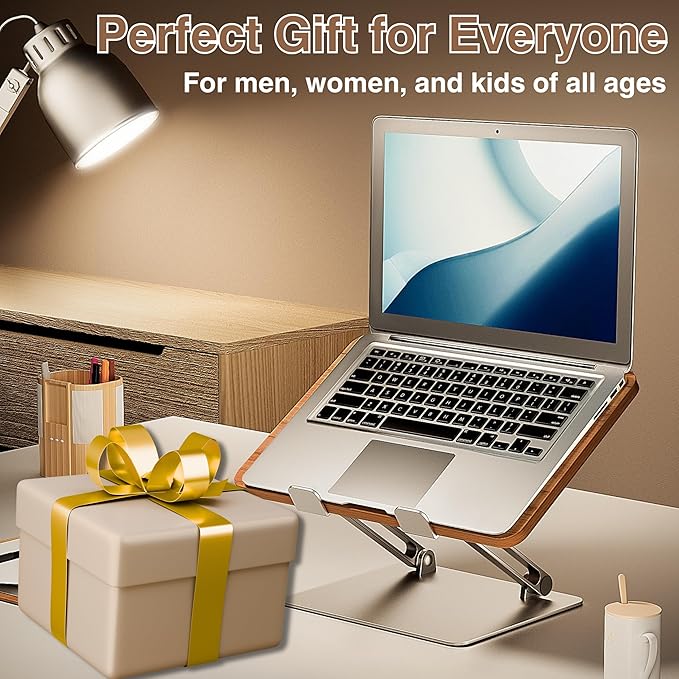AVARO Adjustable Laptop Stand ??Ergonomic Laptop Stand with Customizable Height & Angle, Robust Design Laptop Riser for Desk, Portable, Foldable & Durable Computer Stand for Home or Office Use