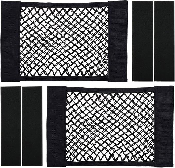 Cosmos Universal Mesh Cargo Net Wall Sticker Organizer Pouch Bag Storage Mesh Net for Car Trunk, Pack of 2 with Tape Stickers