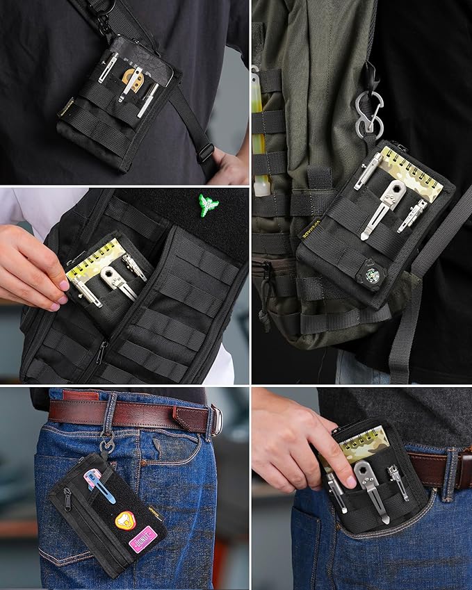 VIPERADE VE36 EDC Pouch Pocket Organizer, Slim EDC Pocket Organizer with Zipper, Tactical Pouch for Flashlight, Multitool, Pen, Notebook, Compact EDC Gear Pouch
