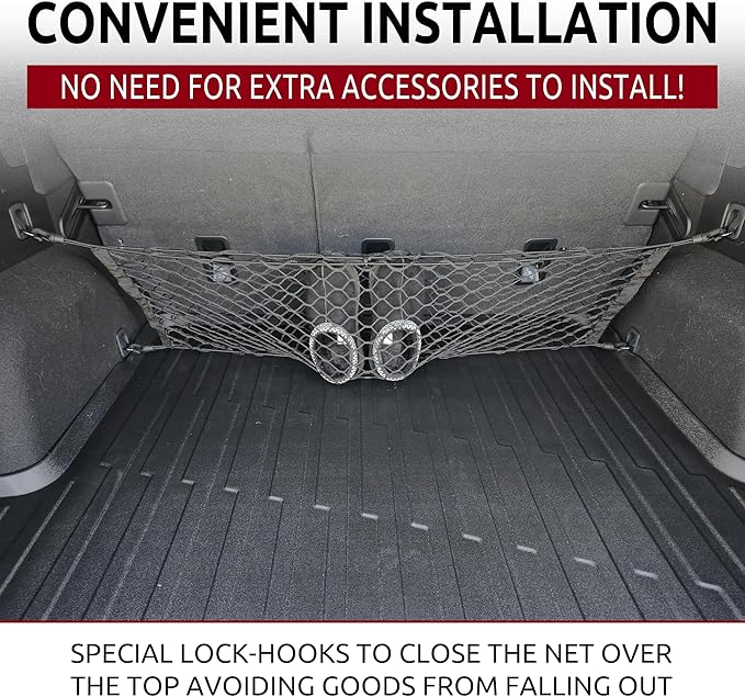 Rear Seat Envelope Style Automotive Elastic Trunk Mesh Cargo Net for Subaru Outback 2020-2025 - Premium Trunk Organizers and Storage - Luggage Net for SUV - Best Car Organizer for Subaru Outback