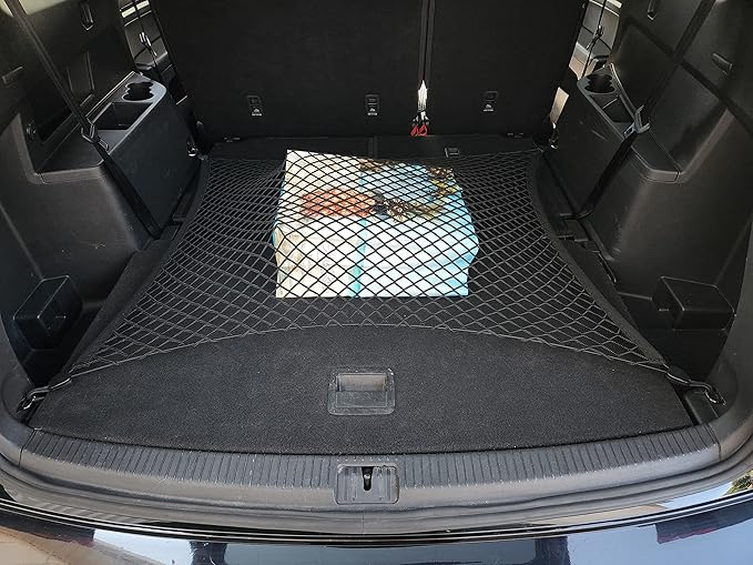 Floor Style Automotive Elastic Trunk Mesh Cargo Net for Volkswagen Atlas 2018-2025 - Premium Trunk Organizers and Storage - Luggage Net for Crossover - Best Car Organizer for Volkswagen Atlas