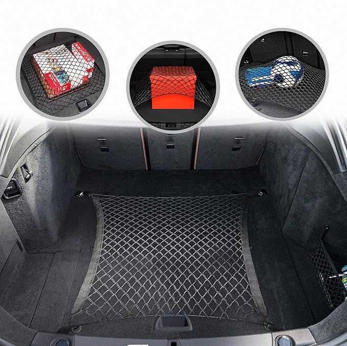 Floor Style Automotive Elastic Trunk Mesh Cargo Net for for BMW 4 Series 420i 428i 430i 435i 440i M4 2014-2025 - Premium Trunk Organizer and Storage - Luggage Net for Coupe - Best Car Organizer