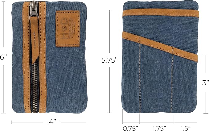Hide & Drink, Multi-Tool Pocket Pouch, Compact Multipurpose EDC Zippered Bag, Mini Camping Tool Case, Waxed Canvas, Knife Holster, Handmade Slim Organizer
