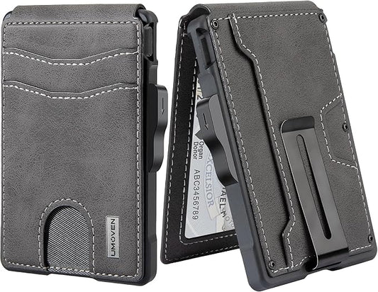 umoven Wallet for Men - with Money Clip Slim Leather Slots Credit Card Holder RFID Blocking Bifold Minimalist Wallet