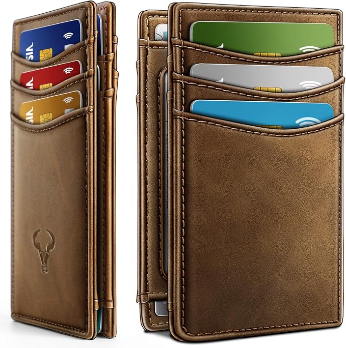 BULLIANT Slim Wallet For Men 12Cards,Magnetic Flip Build-in Money Clip Airtag Compatible-RFID Blocking