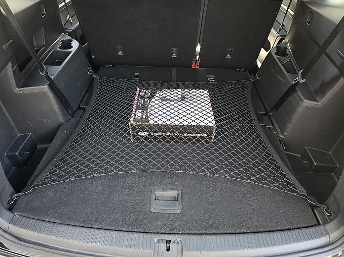 Floor Style Automotive Elastic Trunk Mesh Cargo Net for Volkswagen Atlas 2018-2025 - Premium Trunk Organizers and Storage - Luggage Net for Crossover - Best Car Organizer for Volkswagen Atlas