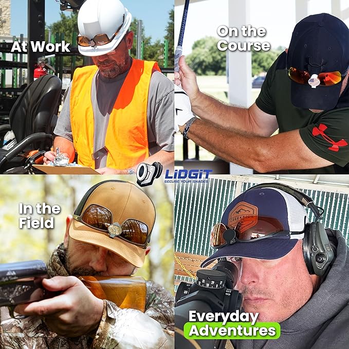 Magnetic Sunglass Clip for Hats - No-Slip Glasses Holder for Caps, Visors & Hard Hats - Magnetic Sunglasses Visor Clip