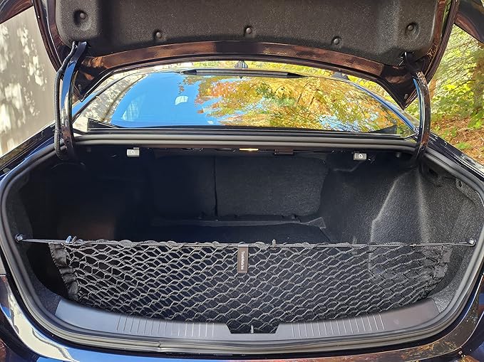 Envelope Style Automotive Elastic Trunk Mesh Cargo Net for Chevrolet Malibu 2019-2026 - Premium Trunk Organizer and Storage - Luggage Net for Sedan - Best Car Organizer for Chevrolet Malibu