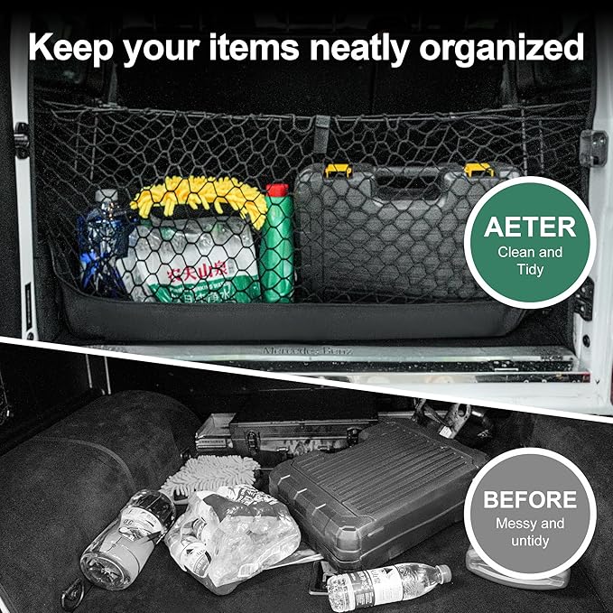 Envelope Style Cargo Net 51"x17.7", Universal Automotive Truck Bed Cargo Net with Storage Bag - Heavy Duty Carabiners - Upgraded 4.5mm Bungee