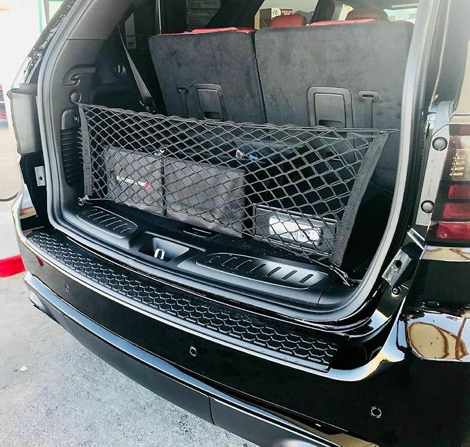 Trunk Organizer Cargo Net for Dodge Durango 2011–2025 – Envelope Style Cargo Net for SUV – Premium Mesh Elastic Car Trunk Organizer Vehicle Carrier Storage – Compatible with Durango