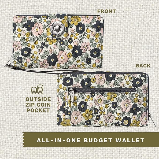 Bella Taylor Cash System Wallet for Envelope Budgeting - RFID Protected - Cash Stuffing Wallet with Detachable Wristlet