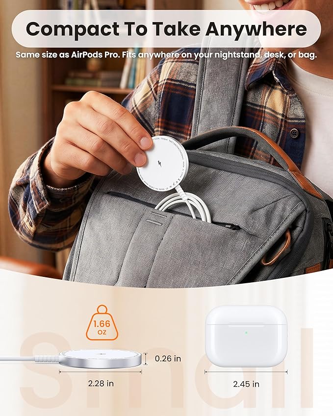 MagSafe Charger [Apple MFi Certified] for iPhone 17/16/15/14/13/12 & Airpods, 15W Fast Magnetic Wireless Charging Pad with 20W USB-C Adapter, Strong Magnetic, 5FT Cable,Ideas for Home Office & Travel