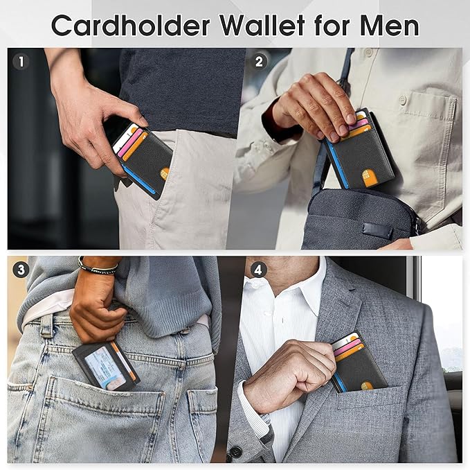 Slim Minimalist Wallet for Men,Front Pocket Wallet RFID Blocking Small Thin Credit Card Holder,ID Card Case Gift for Men Cross Black