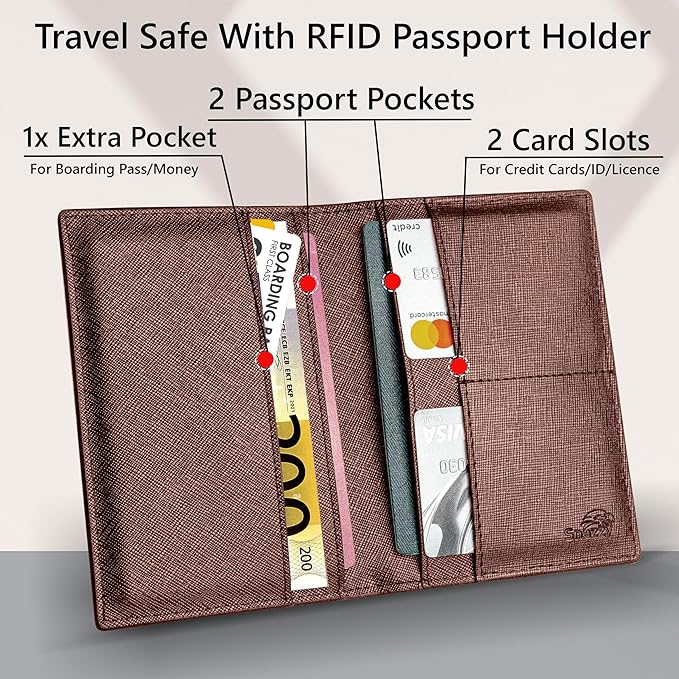 2 Passport Holder - Travel Essentials, RFID Blocking Wallet Credit Card Organiser, Plain Accessories Slim Cover For Men & Women | Travel Essentials, RFID Blocking, Wallet, Accessories, Slim Cover