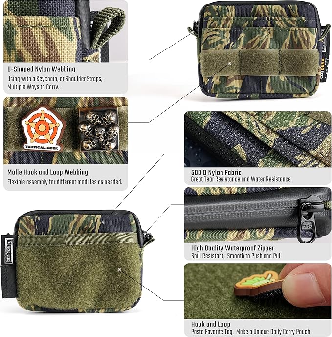 TACTICAL GEEK Storage A3 EDC Pouch Organizer, Nylon Multi-Functional Utility Small Tool Pocket, Multi-Purpose Molle EDC Gadget Storage Pouch, Nylon Compact Organizer for Daily Carry Camo
