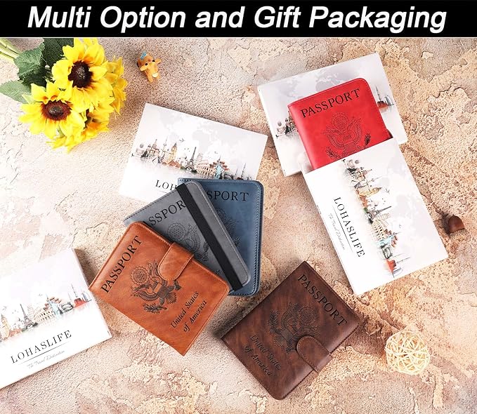 Passport Holder Cover Wallet Travel Essentials Leather Rfid Blocking Case Vacation Luggage Must Haves Travel Accessories for Men Women (116#Black)