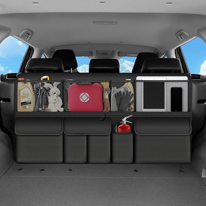Hanging Car Trunk Organizer Fit For Forester Foldable Large Capacity 41.3x20 inch Backseat Trunk Organizers Storage, Car Accessories Interior, with Multi Pockets Black