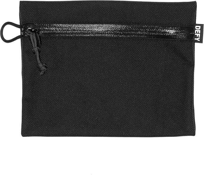 DEFY Project Ballistic Travel Pouch | Lightweight Nylon Organizer | Premium Tech Wallet | Water Resistant Travel Organizer (Large, Black)