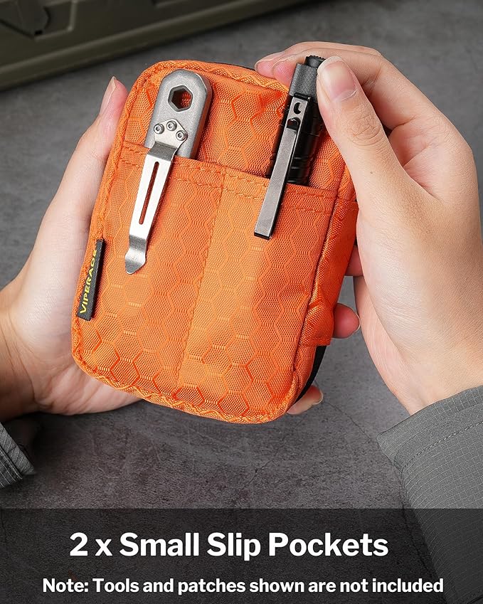 VIPERADE VE31 Small EDC Pouch, Men's Pocket Organizer, Small EDC Organizer Multitool Pouch for Camping/Hiking/Bushcraft (Orange)