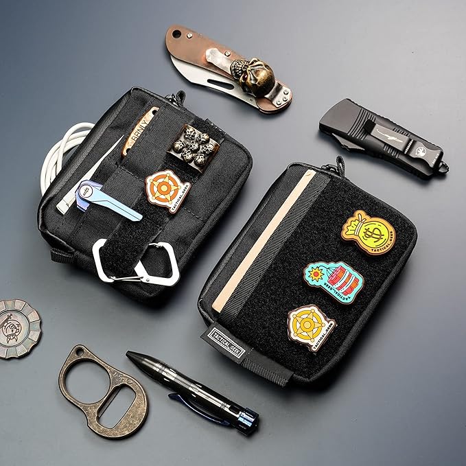 TACTICAL_GEEK Storage A3 EDC Pouch Organizer, Nylon Multi-Functional Utility Small Tool Pocket, Multi-Purpose Molle EDC Gadget Storage Pouch, Nylon Compact Organizer for Daily Carry Black