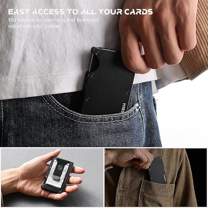 Compatible with MagSafe Wallet, Slim Wallet for Men with Money Clip, Rfid Blocking Metal Card Holder, Minimalist Magnetic Wallet Compatible with iPhone 16/15/14/13/12 Series - Classic Black