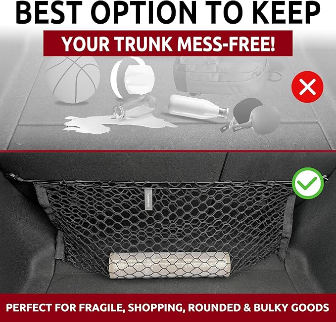 Rear Seat Envelope Style Automotive Elastic Trunk Mesh Cargo Net for Honda Civic 2022-2025 - Premium Trunk Organizer and Storage - Luggage Net for Hatchback - Car Organizer for Honda Civic