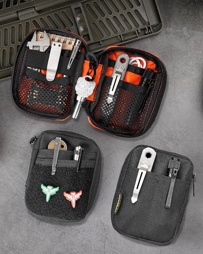 VIPERADE VE31 Small EDC Pouch, Men's Pocket Organizer, Small EDC Organizer Multitool Pouch for Camping/Hiking/Bushcraft (Black)