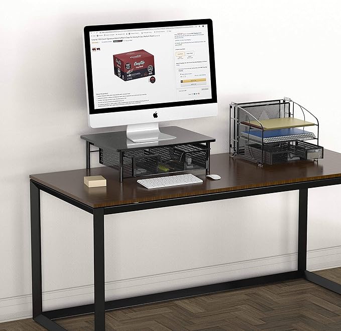 Simple Houseware Computer Monitor Riser with Drawer, Black