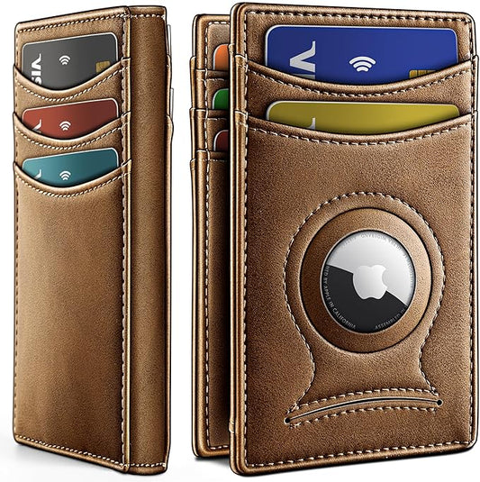 BULLIANT Men Airtag Wallet,Slim Wallet Money Clip Card Holder Magnetic Closure 12 Cards in Front Pocket RFID Blocking