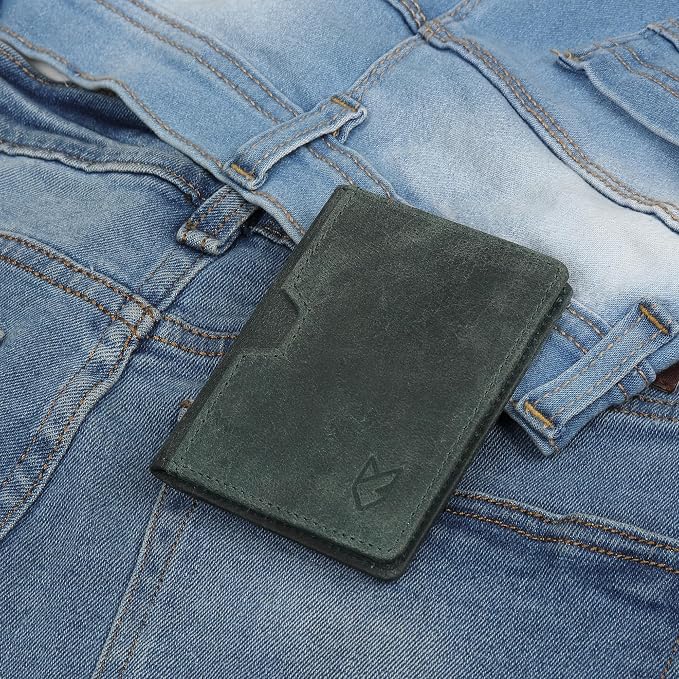 FOXHACKLE Full Grain Leather Credit Card Holder for Men and Women, Slim Bifold RFID Blocking Wallet, Thin Front Pocket Minimalist Wallet, Small Card Case.