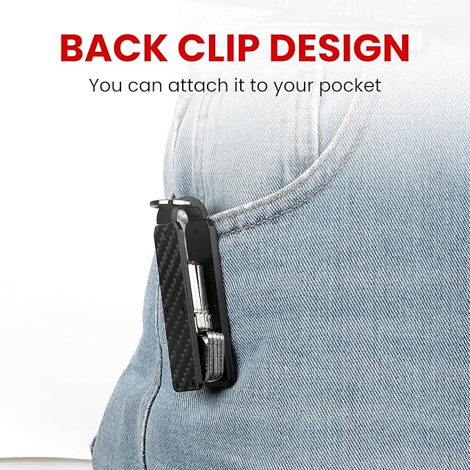 Key Organizer – Minimalist Metal Key Holder for 1-5 Keys, Compact Keychain with Clip, Noiseless & Sleek Design for Men and Women (Carbon Fiber)