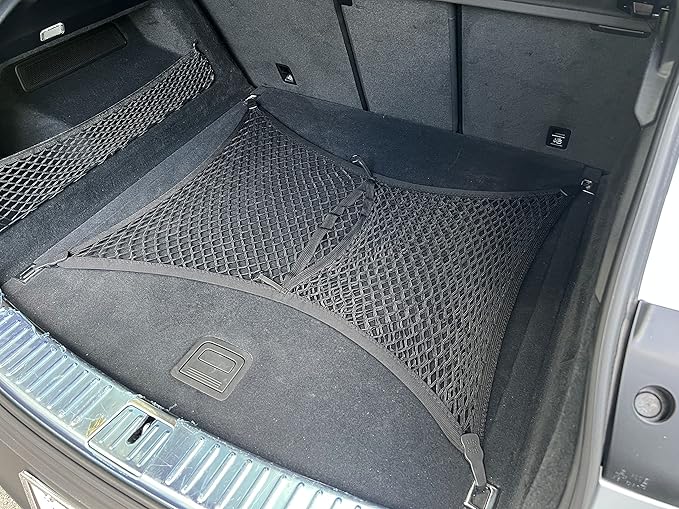Floor Style Automotive Elastic Trunk Mesh Cargo Net for Porsche Cayenne 2019-2025 - Premium Trunk Organizers and Storage - Luggage Net for Crossover - Best Car Organizer for Porsche Cayenne Coupe
